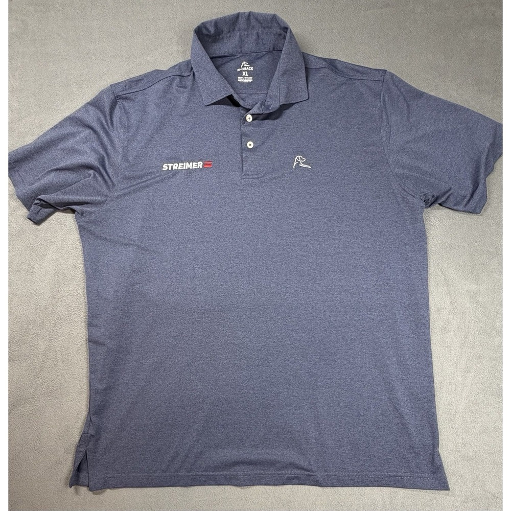 Rhoback Polo Shirt Mens XL  Blue Heather Performance Golf Stretch Short Sleeve